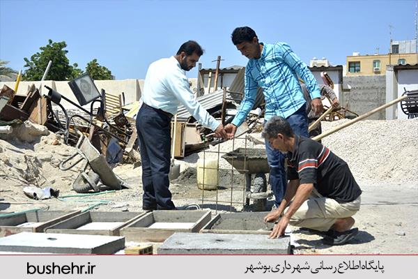 تعداد ۶۰ عدد دال بتنی به اندازه ۵۰*۸۰ توسط اداره تاسیسات و برق حوزه معاونت اجرایی و خدمات شهری شهرداری بندر بوشهر ساخته شد